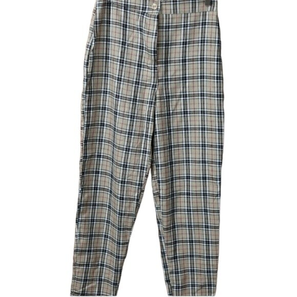 Nasty Gal Plaid High-Rise Pants UK Academia Style Vintage-Inspired Repairable - Picture 1 of 10